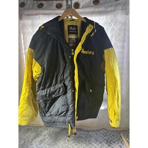 Vintage 90s Mirage Pittsburgh Steelers Puffer Coat Logo Hooded Full Zip Men’s L